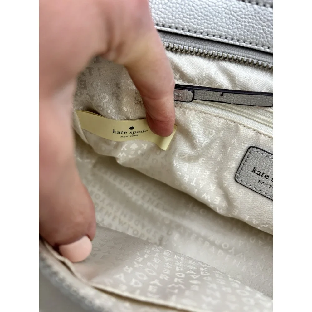 Kate Spade Purse Patterson Drive Geraldine Satchel Bag Metallic Silver Pebbled